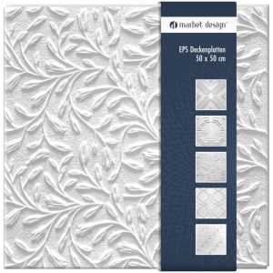 Marbet Design dalles plafond polystyr&egrave;ne EPS blanc 30 d&eacute;cors diff&eacute;rents 50x50cm paquet &eacute;conomique: Wiosna, 2 m&sup2; / 8 panneaux