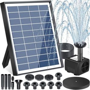 Fontaine Solaire Ext&eacute;rieure de Jardin, 6,5W Pompe Solaire Bassin Exterieur, Solaire Flottant Ext&eacute;rieur Fontaine avec 9 Buse pour Bain d'oiseaux,