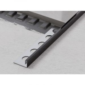 Profil d'angle j rectifi&eacute; en acier inoxydable pour carrelage 1cm x 270cm - Noir brillant
