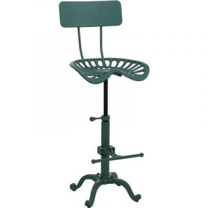 Tabouret de bar HHG-974, chaise de bar, tabouret de comptoir, r&eacute;glable en hauteur, pivotant, repose-pieds, m&eacute;tal industriel, vert