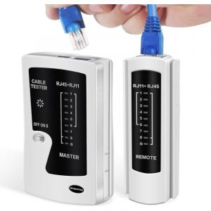 Testeur de C&acirc;bles Ethernet R&eacute;seau, Compatible avec C&acirc;bles LAN RJ45 Cat5 Cat5e Cat6 Cat6a Cat7 UTP/Bobin&eacute;s et C&acirc;bles RJ11 RJ12