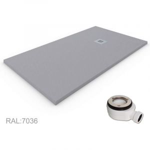 Receveur de douche en R&eacute;sine extra-plat QUARTZ. Texture Ardoise. Gris b&eacute;ton RAL: 7037 60X60CM