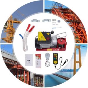 Treuil &Eacute;lectrique &Agrave; C&acirc;ble Avec T&eacute;l&eacute;commande Sans Fil Treuil &Eacute;lectrique &Agrave; C&acirc;ble Avec T&eacute;l&eacute;commande 220V Rouge, Noir Avec Moteur En Cuivre Pur Et C&acirc;ble