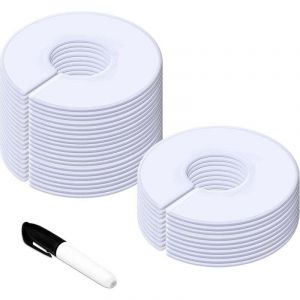 Lot de 30 s&eacute;parateurs ronds blancs pour cintres de penderie (diam&egrave;tre ext&eacute;rieur 9 cm, diam&egrave;tre int&eacute;rieur 35 cm)