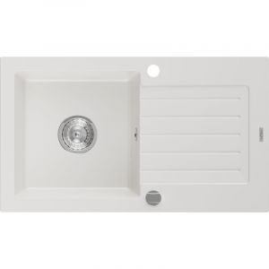 Mexen - Pablo &eacute;vier en granit &agrave; 1 cuve avec &eacute;gouttoir 752 x 436 mm, Blanc - 6510751010-20