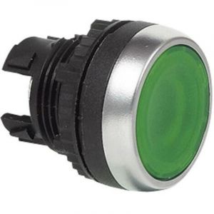 224002 L21AH20 Bouton-poussoir collerette plastique, chrom&eacute; vert 1 pc(s) - Baco