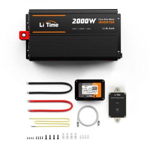 Onduleur Sinsus Pur 12VDC à 230VAC 2000W avec 2 Prise AC,écran de surveillance pour afficher l'état en temps réel pour camping-car, onduleur solaire