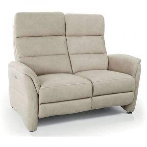 Canapé de relaxation en nubuck Valenza-Beige clair-Système Fixe - sans relax-2 places