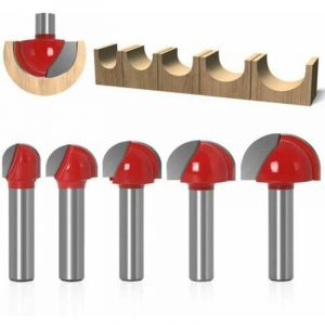 Fraise &agrave; Fond Rond Bois, 5PCS Router Bits 8mm Tige 12/16/ 19/22/25mm Fraise &agrave; gorges Carbure Queue Fraise &agrave; Rainurer pour D&eacute;fonceuse Outil de Coupe