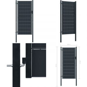Portail de clôture pvc et acier 100x164 cm Anthracite - Portail De Cloture - Portillon - Clôture Jardin - Porte De Jardin - Portail Aluminium - Home
