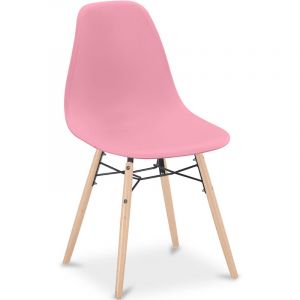 Chaise de Salle &agrave; Manger - Design Scandinave - Pieds en Bois - Sk&ouml;gur Rose