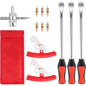 13 Pi&egrave;ces Demonte Pneu Outil, Demonte Pneu Moto Demonte Pneu Voiture, Jantes Protecteurs et Valves, Outil Levier D&eacute;monte Pneu Manuel pour Moto, V&eacute;lo,