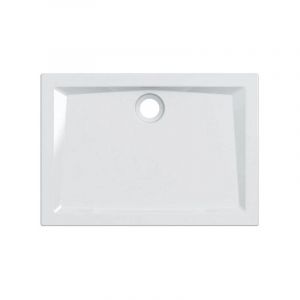 Receveur de douche rectangulaire 100x70x6 cm blanc brillant en gr&eacute;s porcelain&eacute; - Geberit - Blanc