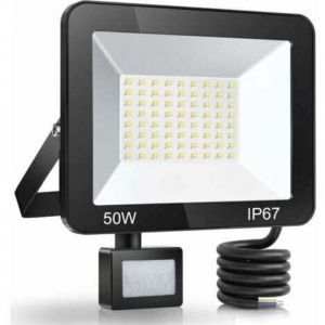 D&eacute;stockage 50W Projecteur LED Exterieur Detecteur de Mouvement, IP67 &Eacute;tanche Spot LED Avec D&eacute;tecteur, 5000LM 7000K Blanc Froid Eclairage Exterieur,