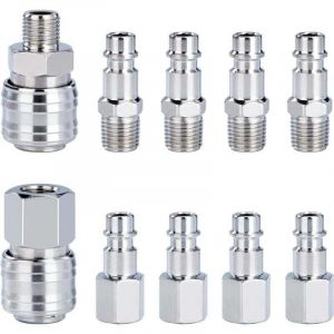 10 PCS Raccords de compresseur 1/4"BSP Raccord Rapide Pneumatique Europen Coupleur pneumatique d'air kit compresseur accessoire d'air tuyau air"