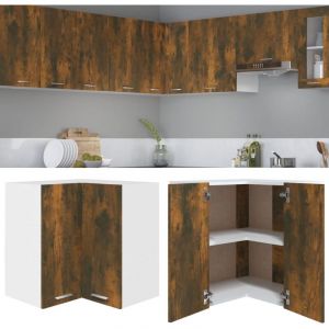 Maison Chic - Armoire d'angle suspendue Armoire de cuisine Meuble haut Cuisine Chêne fumé 57x57x60 cm 61777