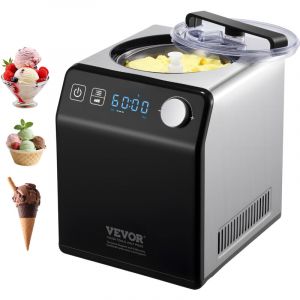 VEVOR Sorbetiere Automatique Turbine a Glace Professionnelle 2 L 180 W Machine a Glace Electrique Ecran LCD Preparation Rapide sans Pre-congelation