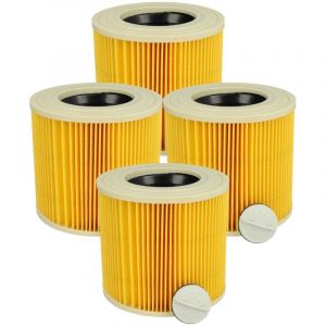 vhbw 4x filtre pliss&eacute; compatible avec K&auml;rcher WD 2.200, WD 2.240, WD 2.400 M, VC6000, WD1, WD 2, WD 2.250 aspirateur - jaune, nettoyable