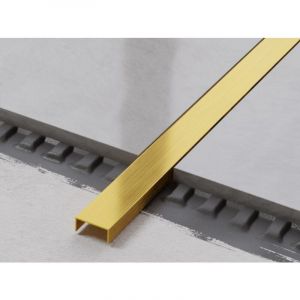 Profilé u de connexion rectifié en acier inoxydable pour carrelage 2cm x 270cm - Or satiné