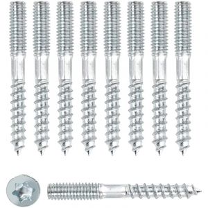 BEBUSINGOTO Pack de 10 vis double filetage M8 X 60mm, goujon double filetage, vis de fixation meubles, acier zingué
