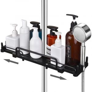 &Eacute;tag&egrave;re de douche t&eacute;lescopique sans per&ccedil;age 32-48 cm, &eacute;tag&egrave;re de douche &agrave; suspendre pour salle de bain sans per&ccedil;age, &eacute;tag&egrave;re de rangement pour barre