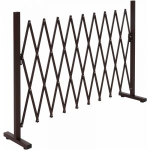 Jamais utilisé] Barrière de sécurité en aluminium HHG 395, Grille de sécurité extensible pivotante en acier 103x36-265x31cm, marron