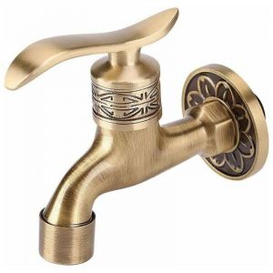 Générique Antique Robinet en Laiton Poignée Lessive Salle De Bains Montage Mural Lave-Linge Robinet Extérieur Jardin Tuyau Simple Robinet Froid Long