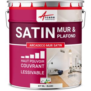 Arcane Industries - Peinture murale satin velours blanche - 10 l Blanc