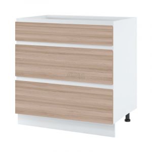 Casserolier Bellissi Chene L 80 cm - Porte avec poign&eacute;e int&eacute;gr&eacute;e Coulisses tiroir sans amortisseur D&eacute;cor ch&ecirc;ne naturel