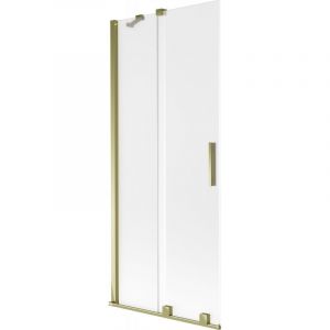 Mexen - Velar paroi de baignoire 2 battants coulissante 85 x 150 cm, givr&eacute;, dor&eacute; - 896-085-000-31-50