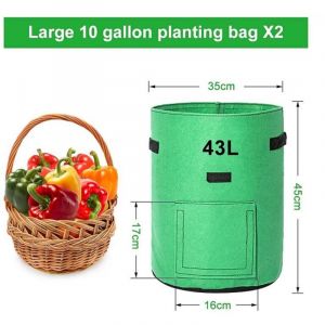 Sacs de culture de pommes de terre, 2 X 43l, sacs de culture/sac de plantation de pommes de terre de jardin, tissu Non tiss&eacute; respirant &agrave; Double