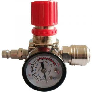 R&eacute;gulateur de Pression du Compresseur d'air 1/4" D&eacute;tendeur Pneumatique,Valve de R&eacute;gulation de Pression Avec Raccord 180psi 12bar(Valve &agrave; trois voie)