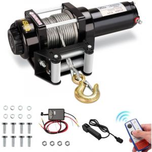 Treuil électrique 12 V Traction Jusqu'à 4500 LB/2041 Kg Câble en Acier de 10m, Noir, treuils à Corde synthétique télécommandés sans Fil