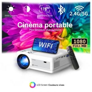 Vid&eacute;oprojecteur Full HD 1080P 4K Wifi Mini LED Portable Projecteur 2.4G 5G Bluetooth Pour Smartphone Vid&eacute;o Home Office Camping