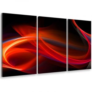 Hxadeco - Tableau triptyque abstrait rouge transcendant - 90x60 cm