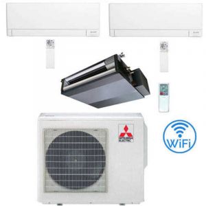 Climatiseur gainable Mitsubishi + MSZ-AY R32 SEZ-M DA Trial Split Inverter 9000 + 9000 + 18000 BTU avec U.E. MXZ-3F68VF Classe A++/A+