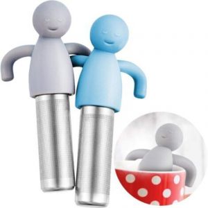 2 ensembles de filtres &agrave; th&eacute; en forme humaine, th&eacute;i&egrave;res en acier inoxydable, services &agrave; th&eacute; en sablier, th&eacute;i&egrave;res (bleu, gris)