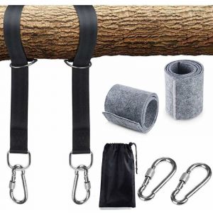 Arbre Swing Sangles Accessoire de Balançoire,1 paire Fixation pour Balançoire Sangles de Hamac avec 2 mousquetons à crochet en D et 2 coussins de