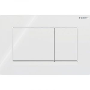 Plaque de commande carr&eacute;e Geberit Sigma20 (anciennement Sigma30) pour double chasse : blanc, chrome poli (115.883.KJ.1)