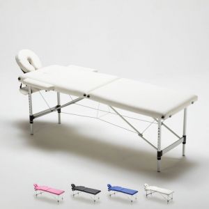 Table de massage pliante en aluminium portable 2 zones 210 cm Shiatsu - Blanc