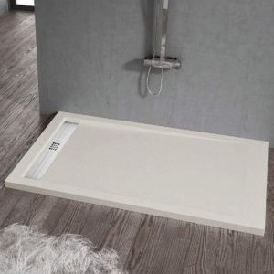Stano. - Receveur de douche 70 x 140 cm extra plat elite en r&eacute;sine surface ardois&eacute;e sable