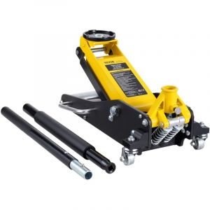 VEVOR Cric Rouleur 2 tonnes, Cric de Plancher Hydraulique a Profil Bas, Hauteur de Levage 80-370 mm, en Acier et Alu Robuste, Pompe de Levage Rapide