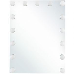 Miroir Mural Style Hollywoodien Sans Cadre avec Éclairage led sur le pourtour pour Salle de Bain ou à poser sur une Coiffeuse Beliani