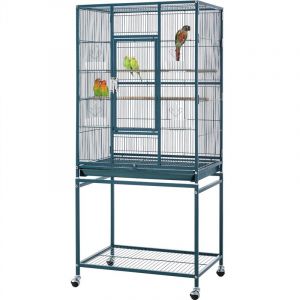 Yaheetech - Grande Cage/Volière Oiseaux avec Support Détable à roulettes Cage pour Perroquet Gris du Gabon Canaris Parakeet Calopsitte élégante