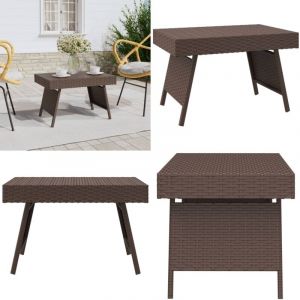 Table d'appoint pliable marron 60x40x38 cm résine tressée - Table D'appoint Pliable - Table Basse - Table Extérieure - Mobilier De Jardin - Table