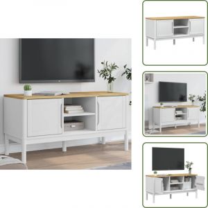Vidaxl - Meuble tv floro blanc 114x43x55 cm bois massif de pin - Meuble Tv - Meuble T&eacute;l&eacute;viseur - Buffet Tv - Armoire Tv - Design Moderne