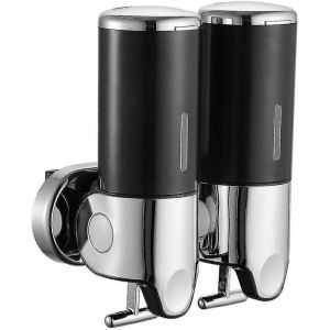 Distributeur de Savon Double Tête Montage Mural Distributeur Double Lotion Manuel Distributeur Désinfectant Mural Inox Distributeur Lavage Mains