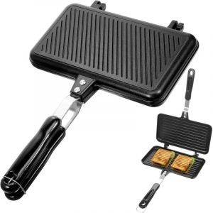 Appareil &agrave; sandwichs avec po&ecirc;le double face &ndash; Plaque &agrave; omelette en aluminium &ndash; Antiadh&eacute;sif &ndash; Ustensiles de cuisine noirs &ndash; Omelettes, toasts, po&ecirc;le &agrave;