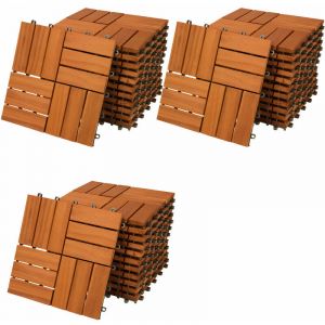 Deuba - 33x Dalles de terrasse en bois d'acacia 3m² Dalle clipsable 30x30cm Revêtement de sol extérieur terrasse jardin