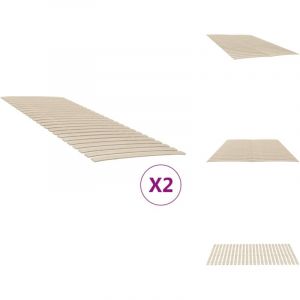 Vidaxl - Sommiers à lattes avec 48 lattes 2 pcs 70x200 cm - Lit Plateforme - Sommier à Lattes - Bois De Peuplier - Lit Pliable - Cadre De Lit